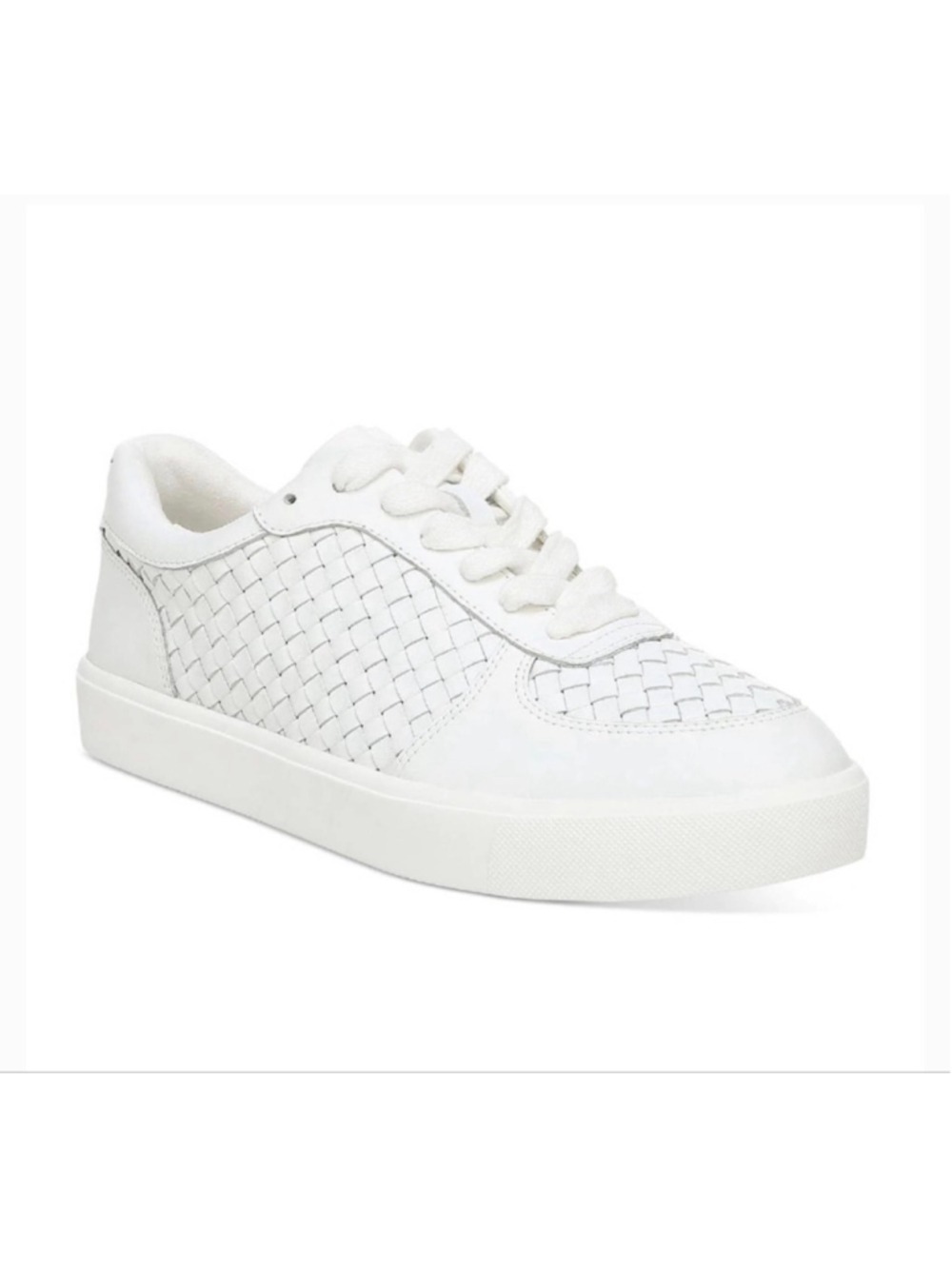 Women's Sam Edelman Emma White Leather Woven Sneakers Size 9